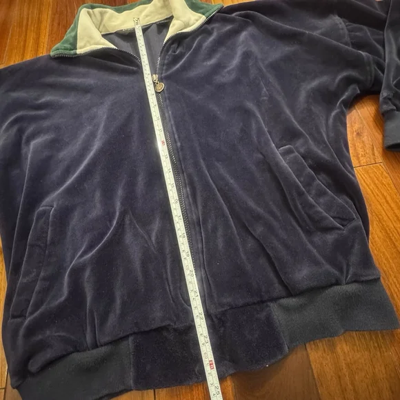 Vtg Christian Dior Monsieur Velour Track Jacket Size:L Navy Blue Logo Zip Retro